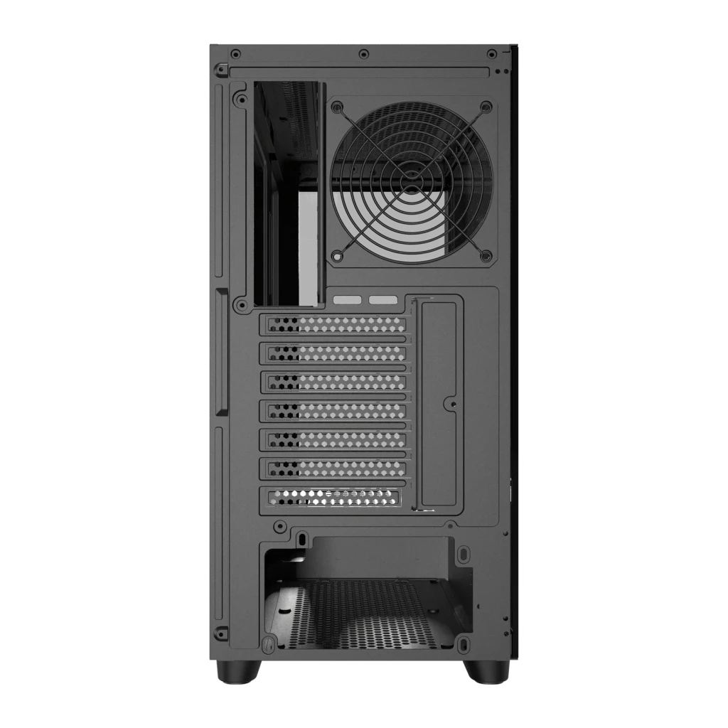 Caja PC Darkflash Cristal Templado Curvado ATX Mid Tower Negro DS900G, vista trasera: ventilador trasero, slots de expansión