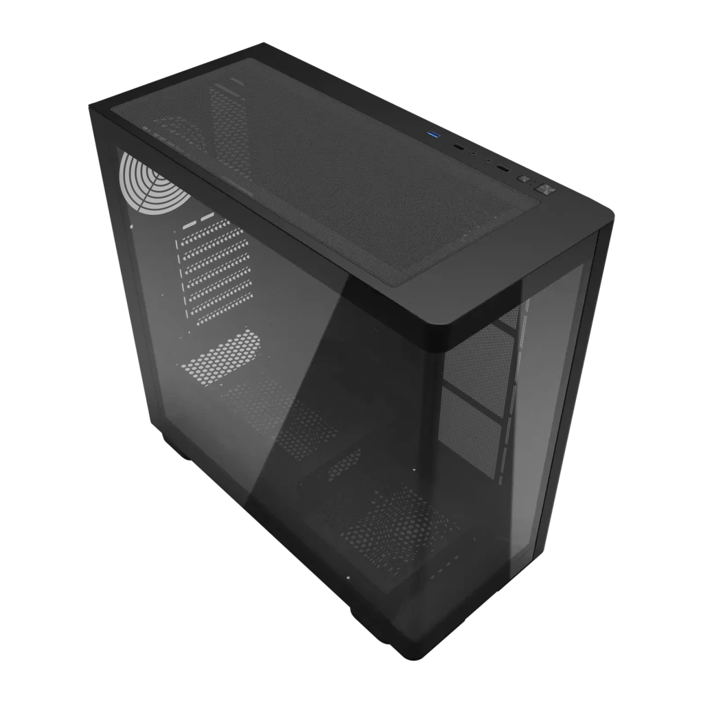 Caja PC Darkflash Cristal Templado Curvado ATX Mid Tower Negro DS900G, detalle: panel lateral curvo de cristal templado