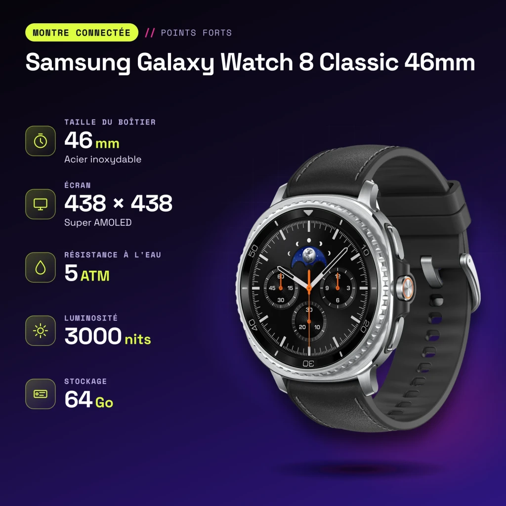 Samsung Galaxy Watch 8 Classic 46mm GPS+Cellular Negro Tensión arterial - características