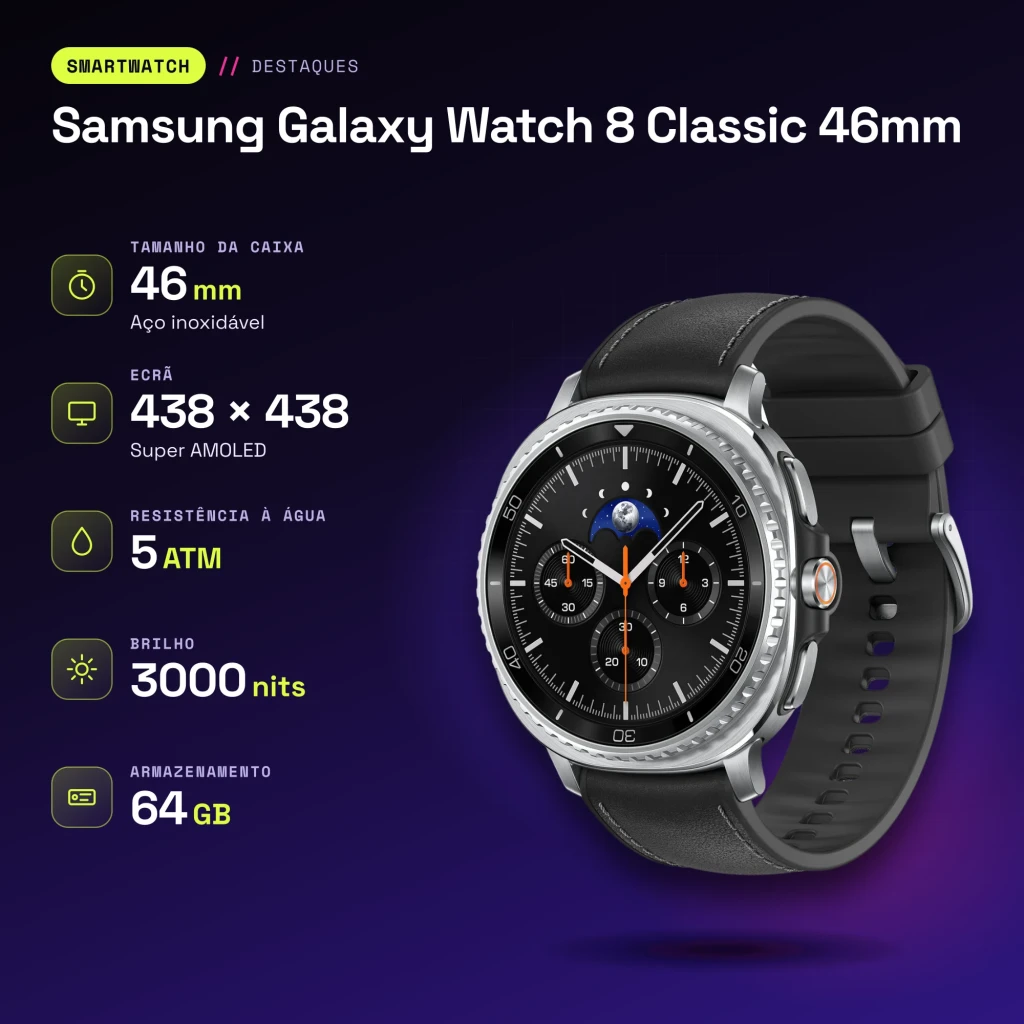 Samsung Galaxy Watch 8 Classic 46mm GPS+Cellular Negro Tensión arterial - características