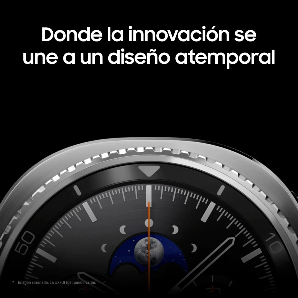 Samsung Galaxy Watch 8 Classic 46mm GPS+Cellular Negro Tensión arterial, detalle: bisel giratorio plateado y esfera con fase
