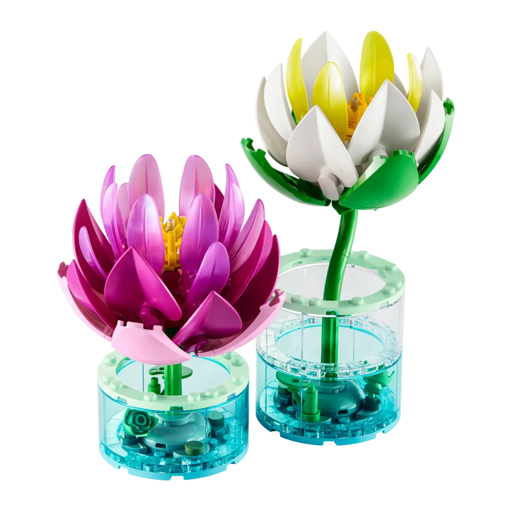 Set de construcción LEGO Botanicals Nenúfares 11511 259 piezas A partir de 9 años, vista frontal: dos flores ensambladas