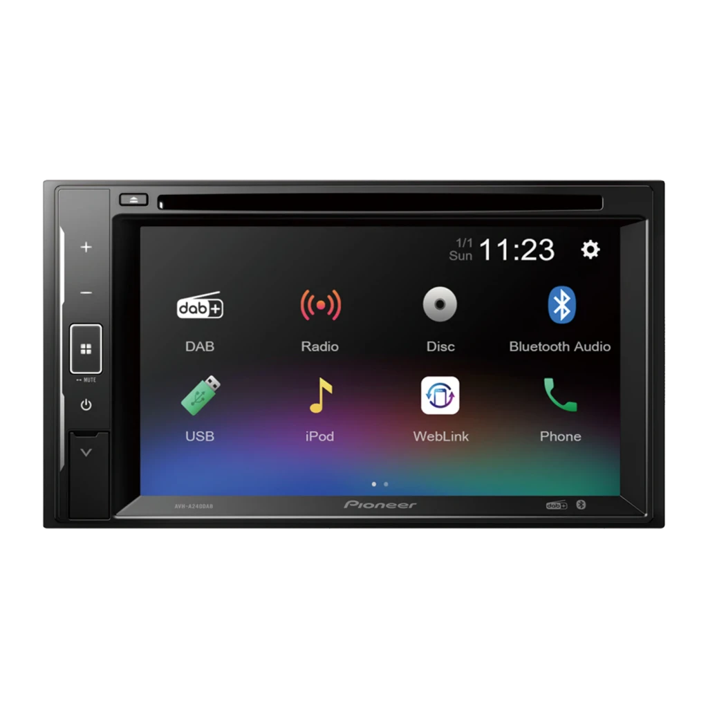 Pioneer Negro 6,2 pulgadas 2 DIN Bluetooth AVH-A240DAB Autorradio