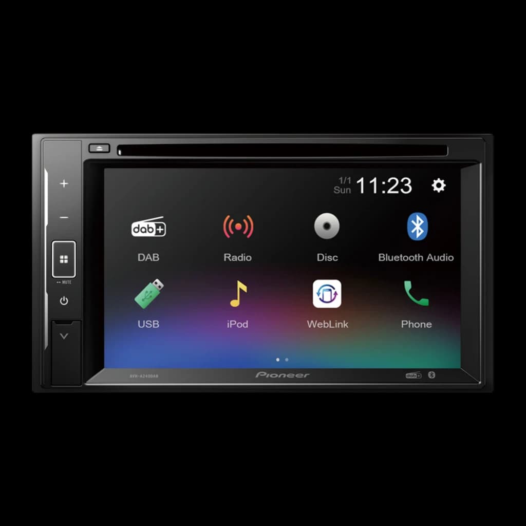 Pioneer Negro 6,2 pulgadas 2 DIN Bluetooth AVH-A240DAB Autorradio