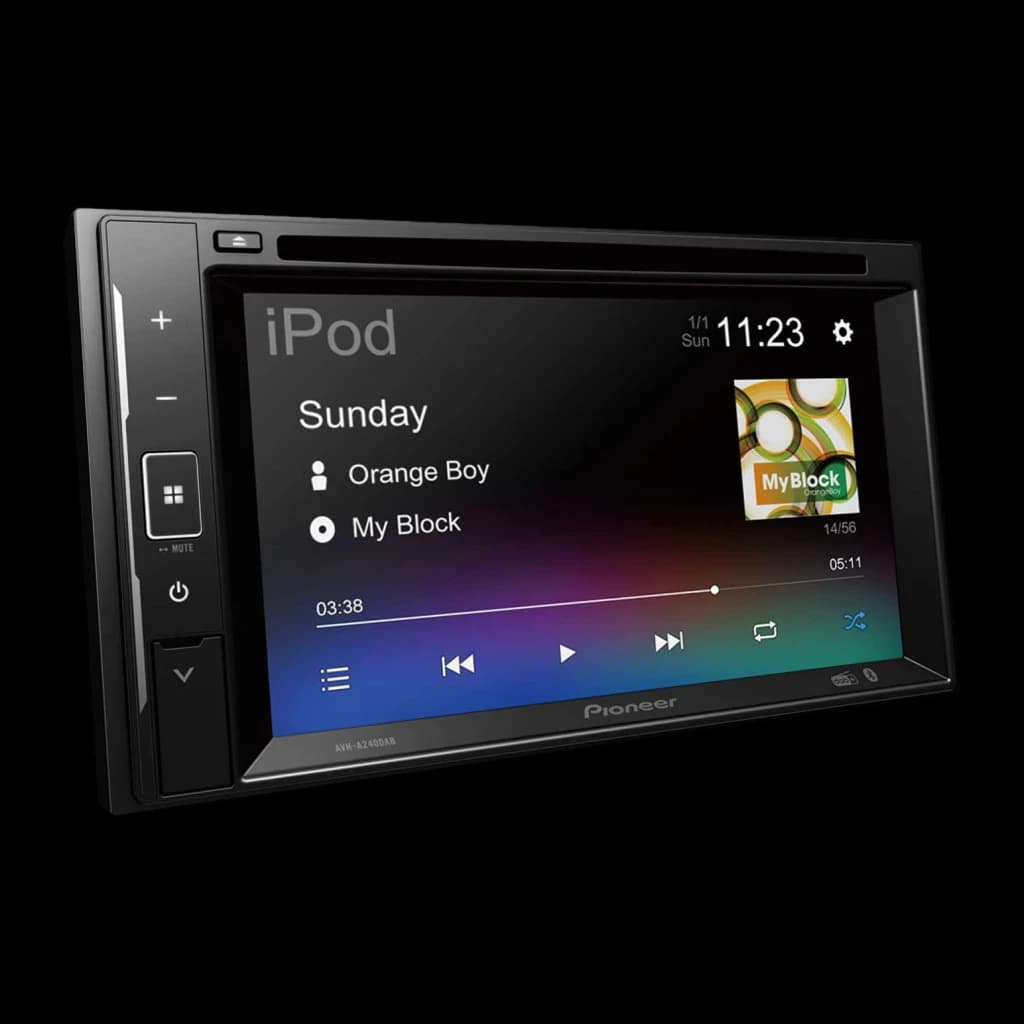 Autorradio Pioneer Negro 6.2 pulgadas 2 DIN Bluetooth AVH-A240DAB, detalle: pantalla táctil con reproducción iPod activa