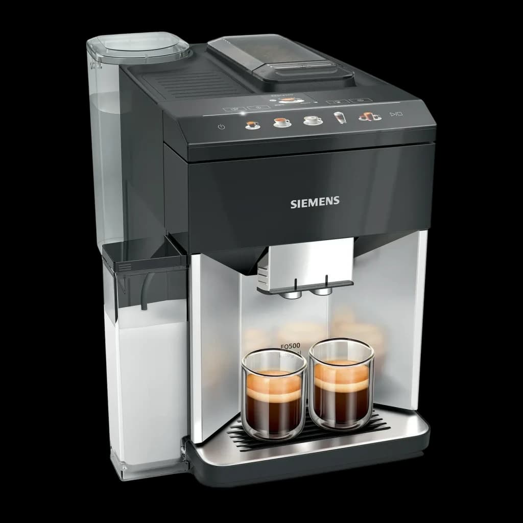 Cafetière Superautomatique Siemens EQ.500 1,9L Moulin Céramique Automatique Argent/Noir TQ513D01, vue de face: corps argent