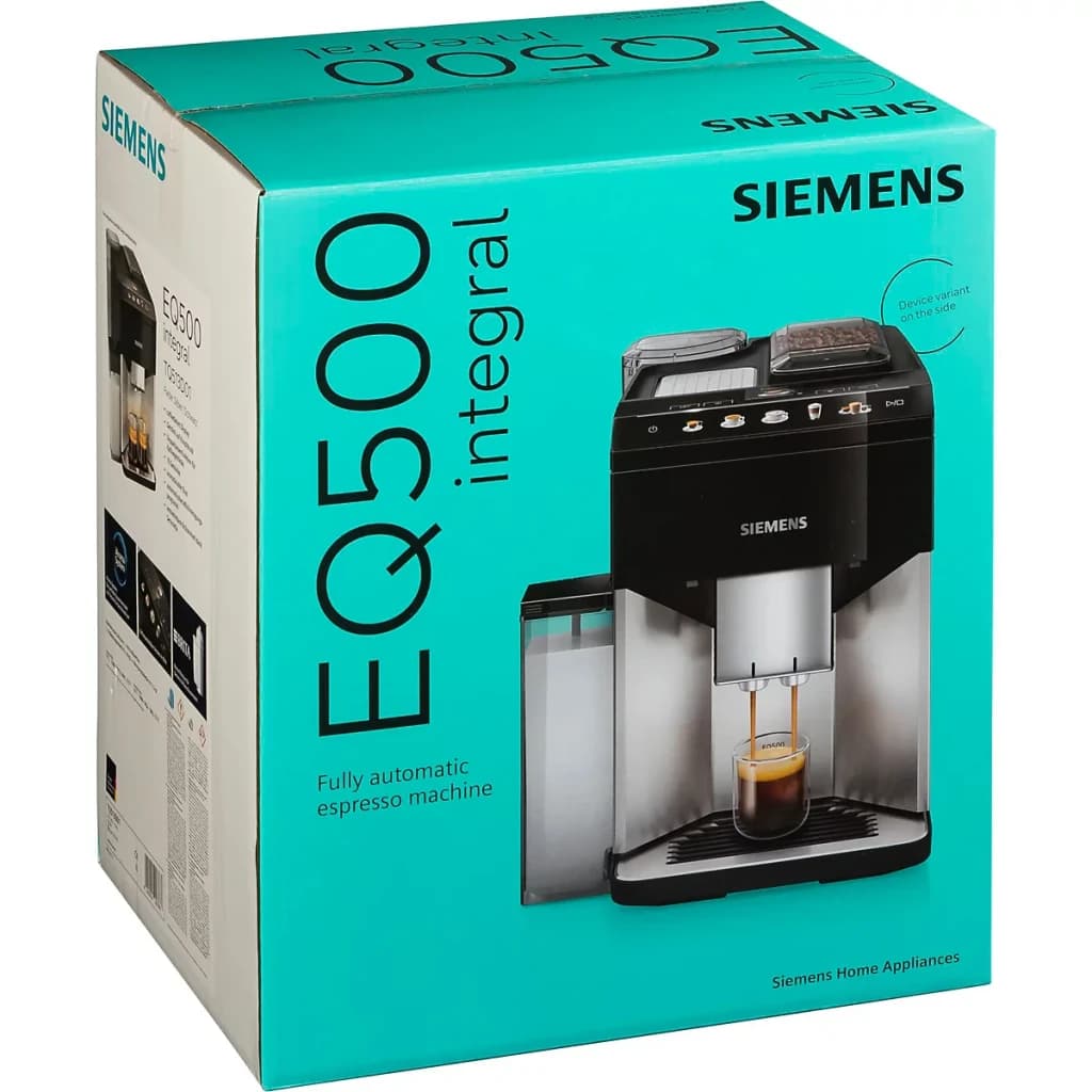 Cafetière Superautomatique Siemens EQ.500 1,9L Moulin Céramique Automatique Argent/Noir TQ513D01, contenu de la boîte