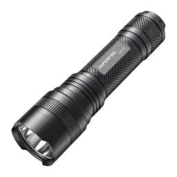 Lanterna LED Superfire Recarregável USB-C 1480 Lúmens 330m Preto L6-U, vista frontal: corpo alumínio anodizado com grip