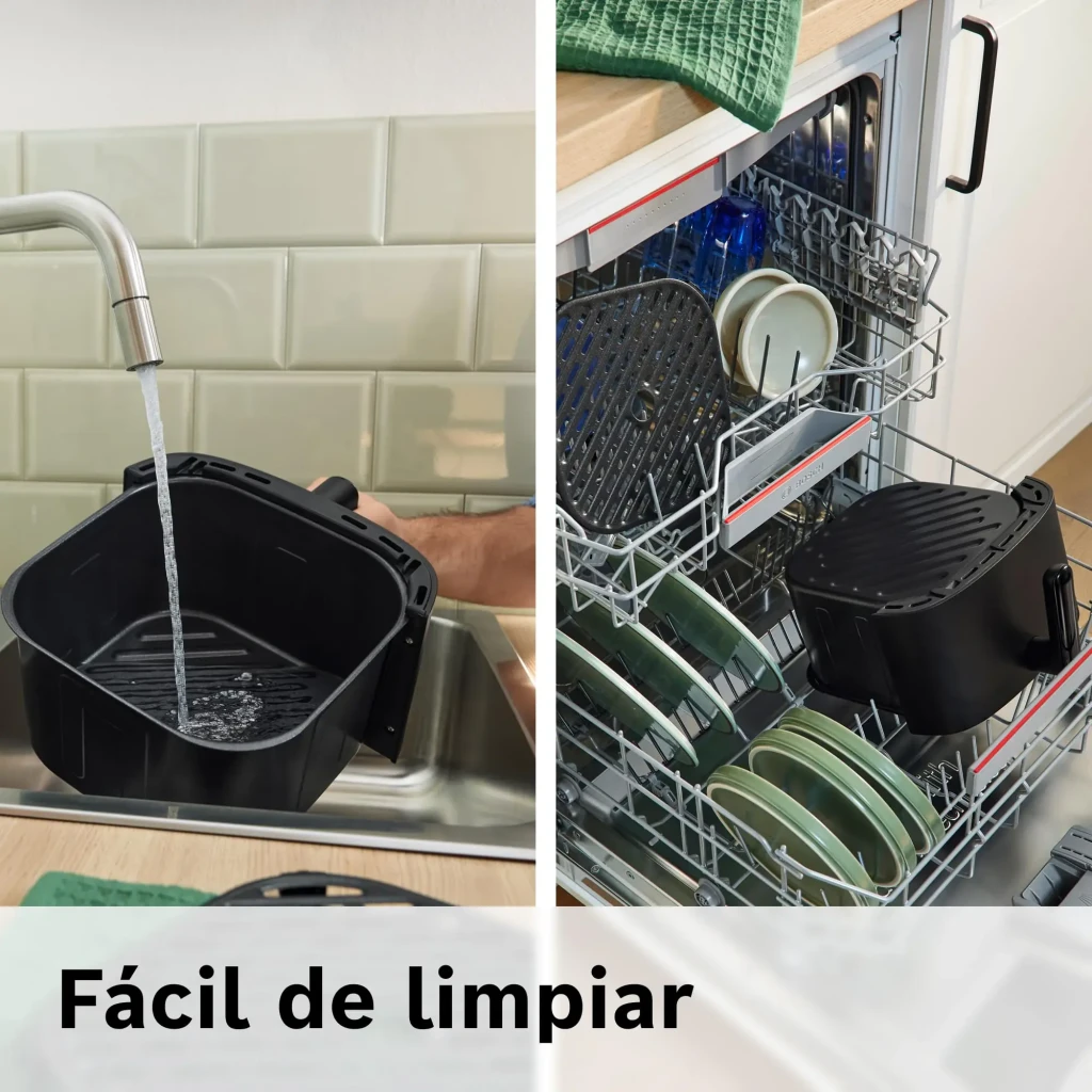 Freidora de aire Bosch Serie 4 6,1L 2050W Negro MAF462B0, limpieza: cesta bajo el grifo y cesta en lavavajillas