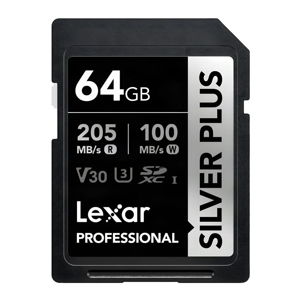Tarjeta Lexar Professional Silver Plus SDXC 64GB V30 U3 UHS-I 205MB/s