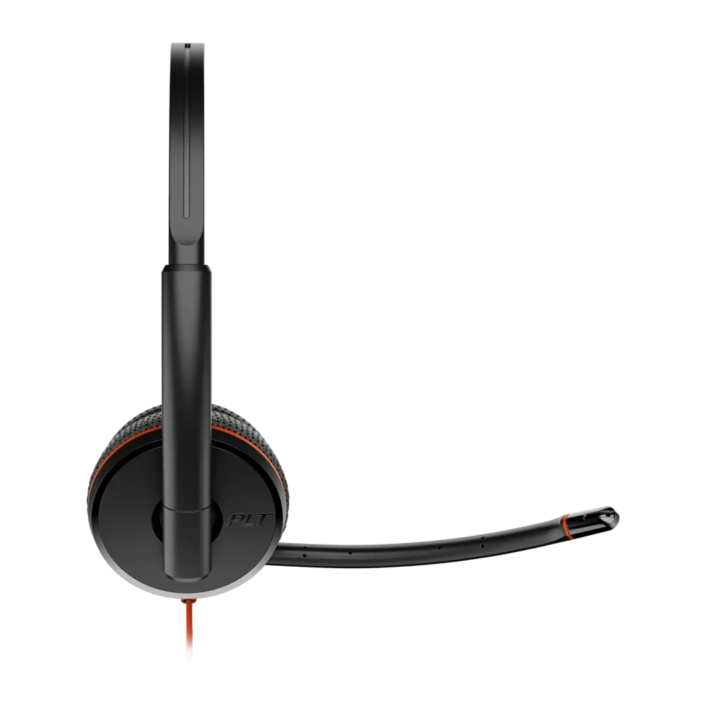 Auriculares con micrófono Poly Blackwire C3225 Reducción de ruido Diadema Negro, vista trasera: auricular único con aro