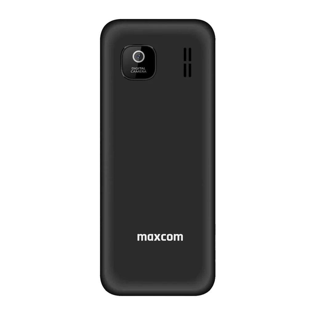 MaxCom Classic MM248 4G 2.4 pulgadas Negro microSD, vista trasera: carcasa negra mate con cámara digital y altavoz