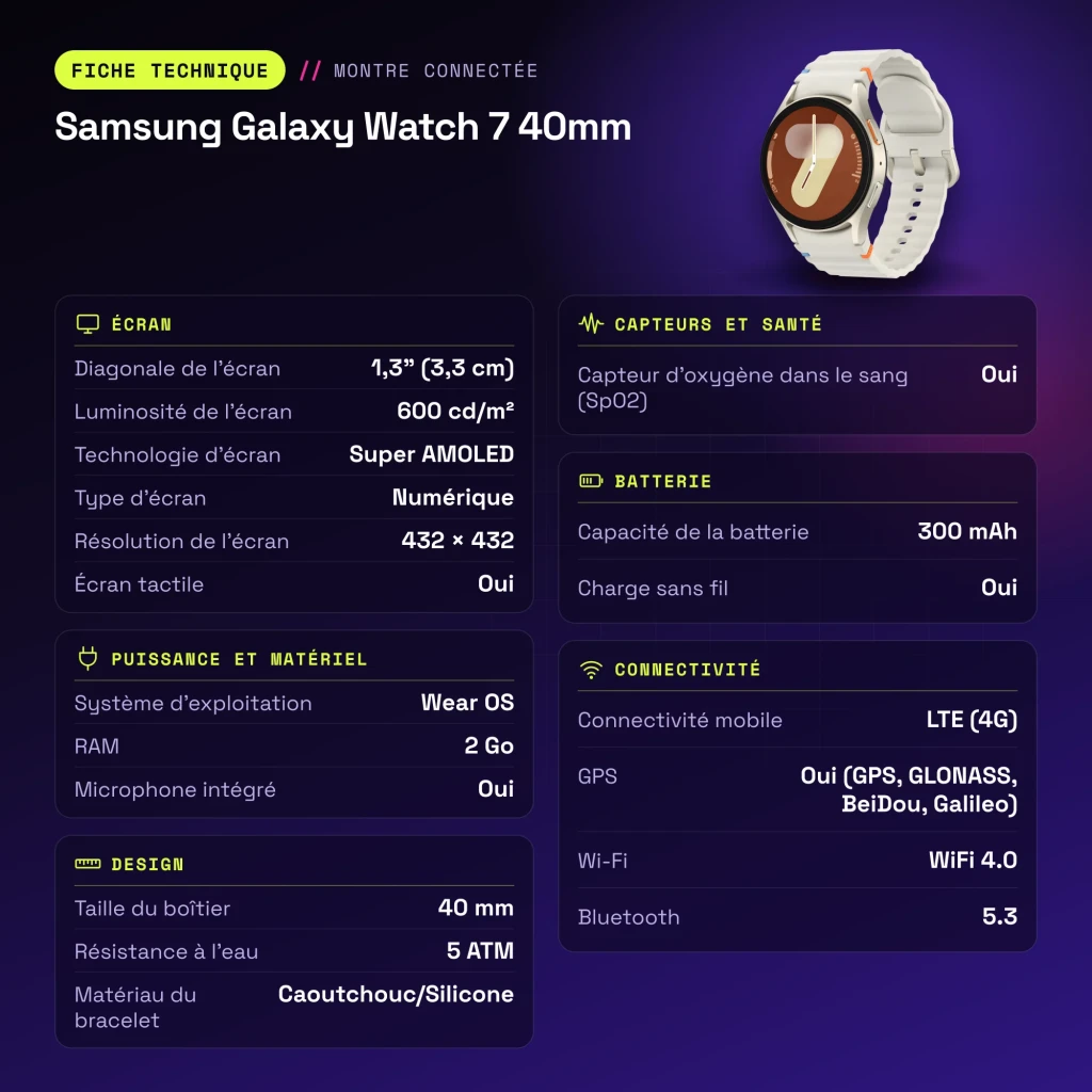 Samsung Galaxy Watch 7 40mm Crema LTE - características
