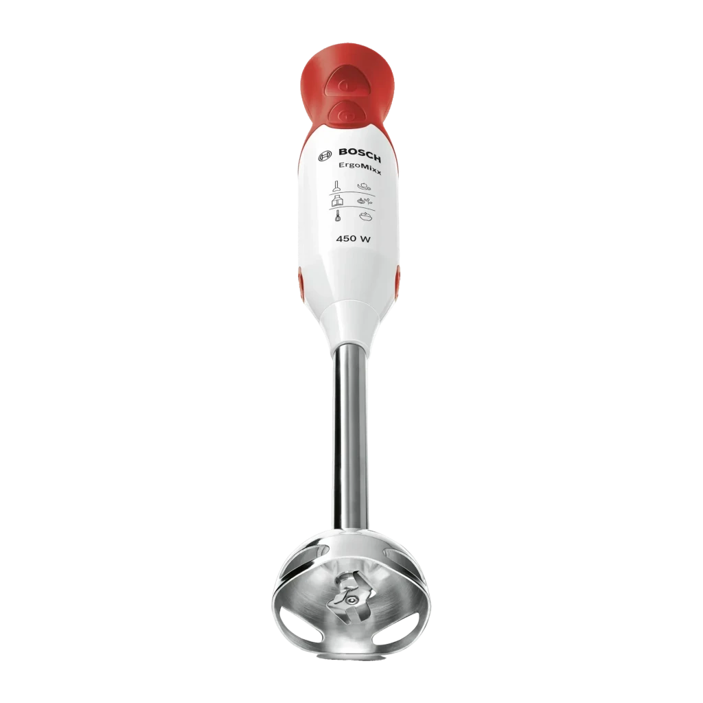 Batidora de mano Bosch ErgoMixx 450W 2 velocidades Rojo MSM64110, detalle: vista frontal completa, botones rojos, mango