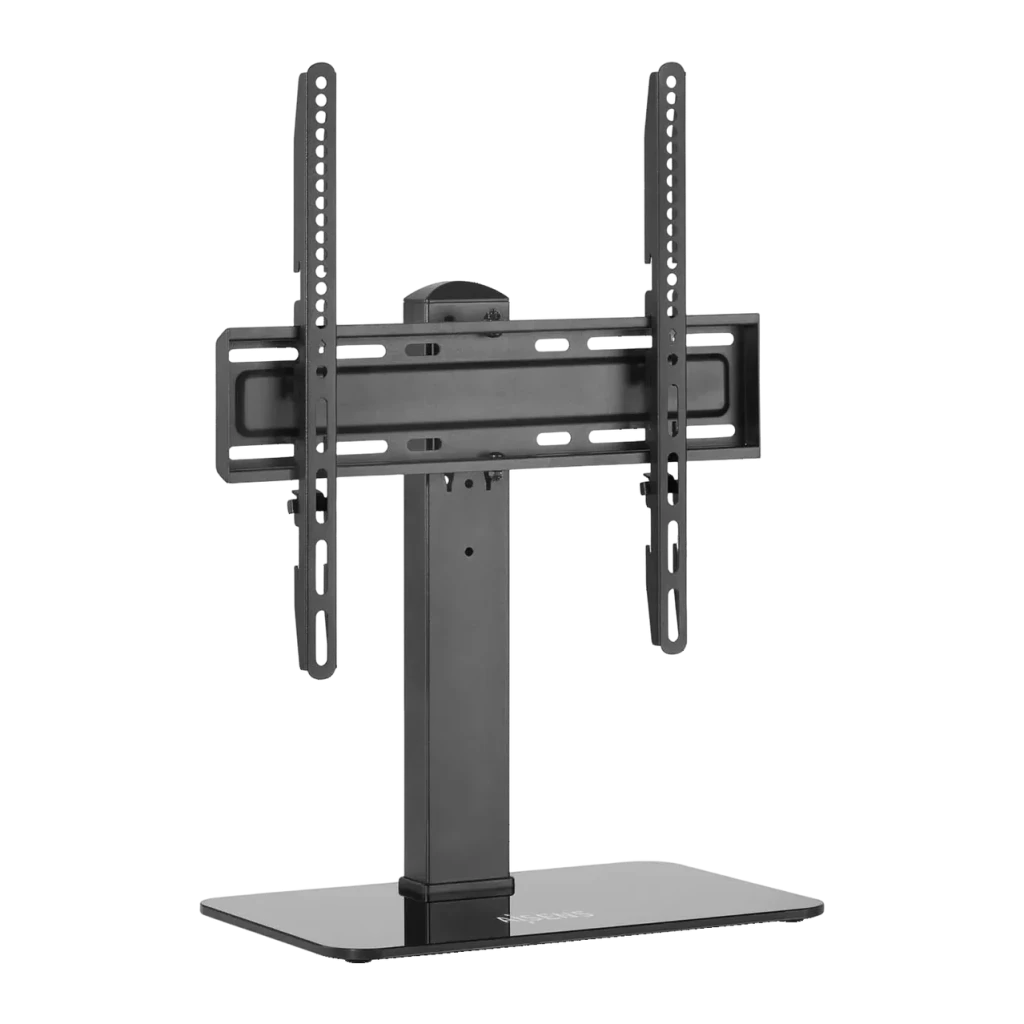 Soporte de mesa AISENS ECO Giratorio 32-55 pulgadas Negro VESA 400x400mm, vista frontal: columna central, placa VESA y base