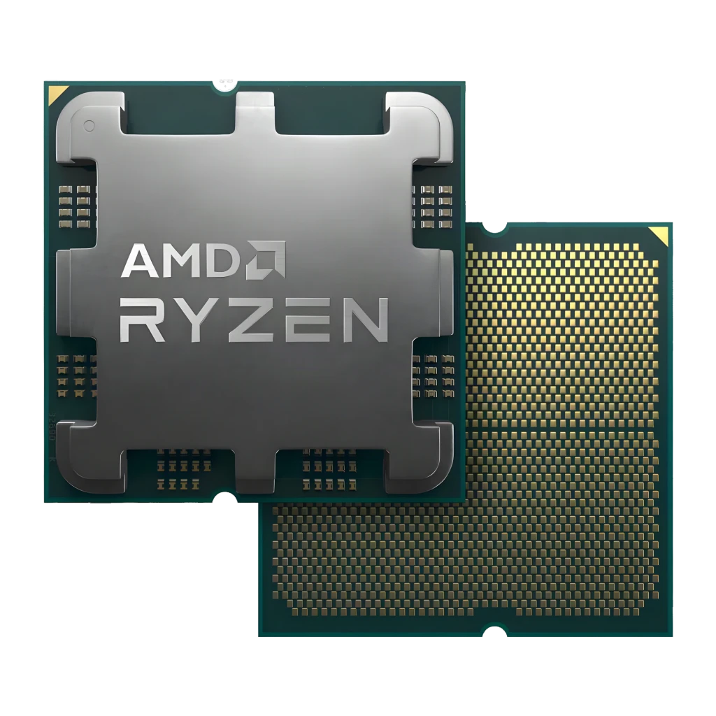 AMD Ryzen 5 8400F Tray 6 Núcleos AM5, vista trasera: IHS metálico con logo y pines dorados AM5 visibles