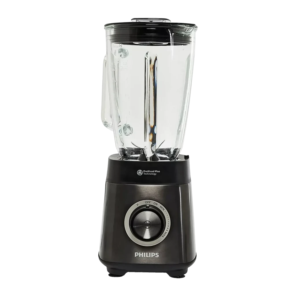 Batidora de vaso Philips Series 5000 2L Picahielos 1200W Negro HR3040/00, detalle: vaso transparente con cuchillas visibles