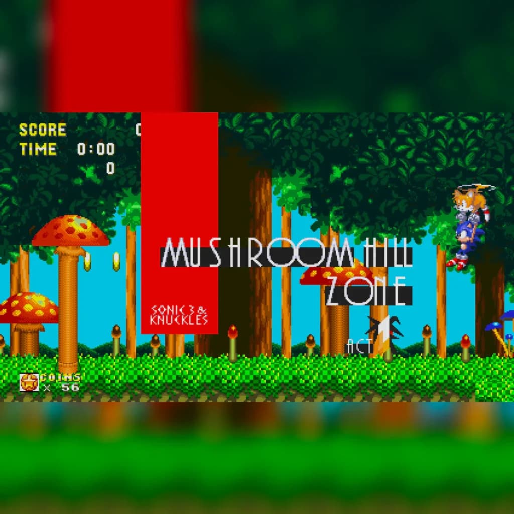 Videojogo SEGA Sonic Origins Plus Limited Edition PS4, em uso: gameplay Mushroom Hill Zone de Sonic 3 & Knuckles com Tails
