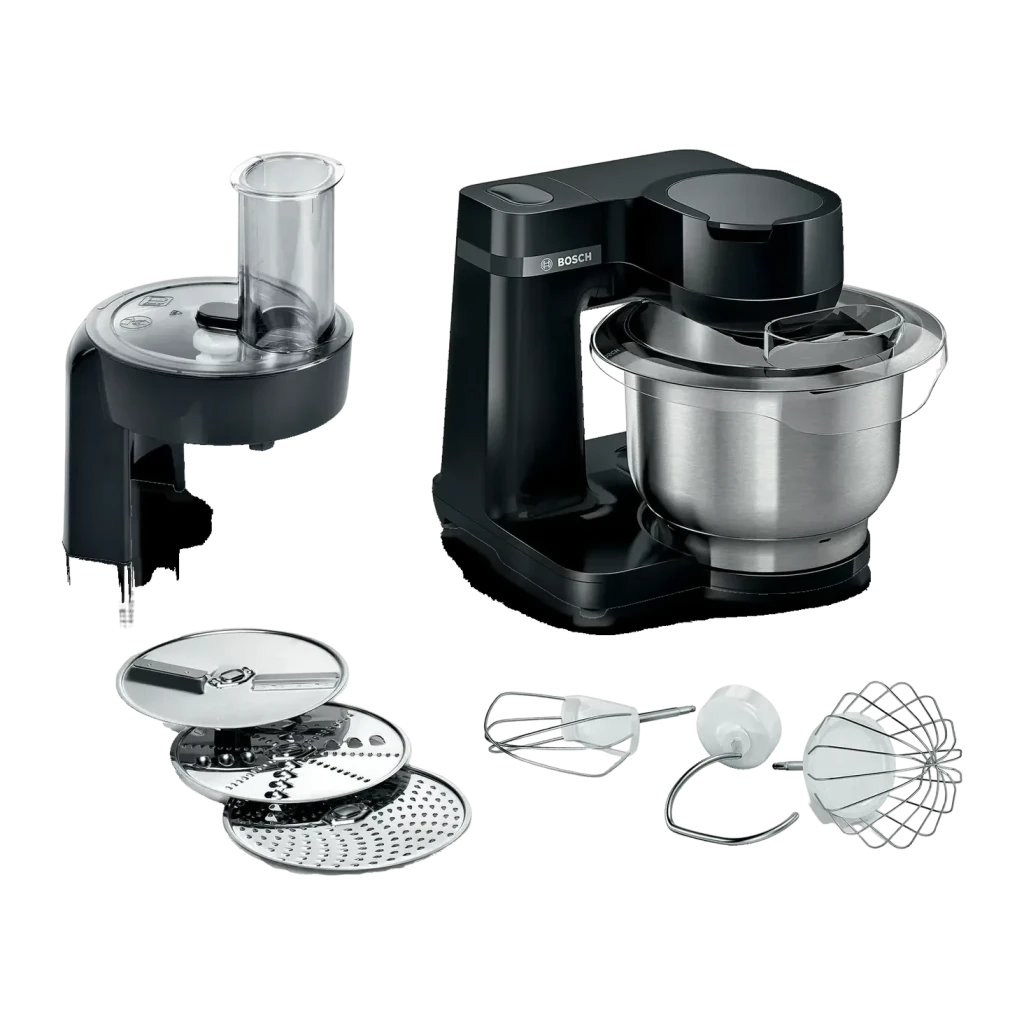 Robot de cozinha Bosch MUM Serie 2 3,8L 700W 4 Velocidades Preto MUMS2EB01, detalhe: acessórios incluídos, discos raladores