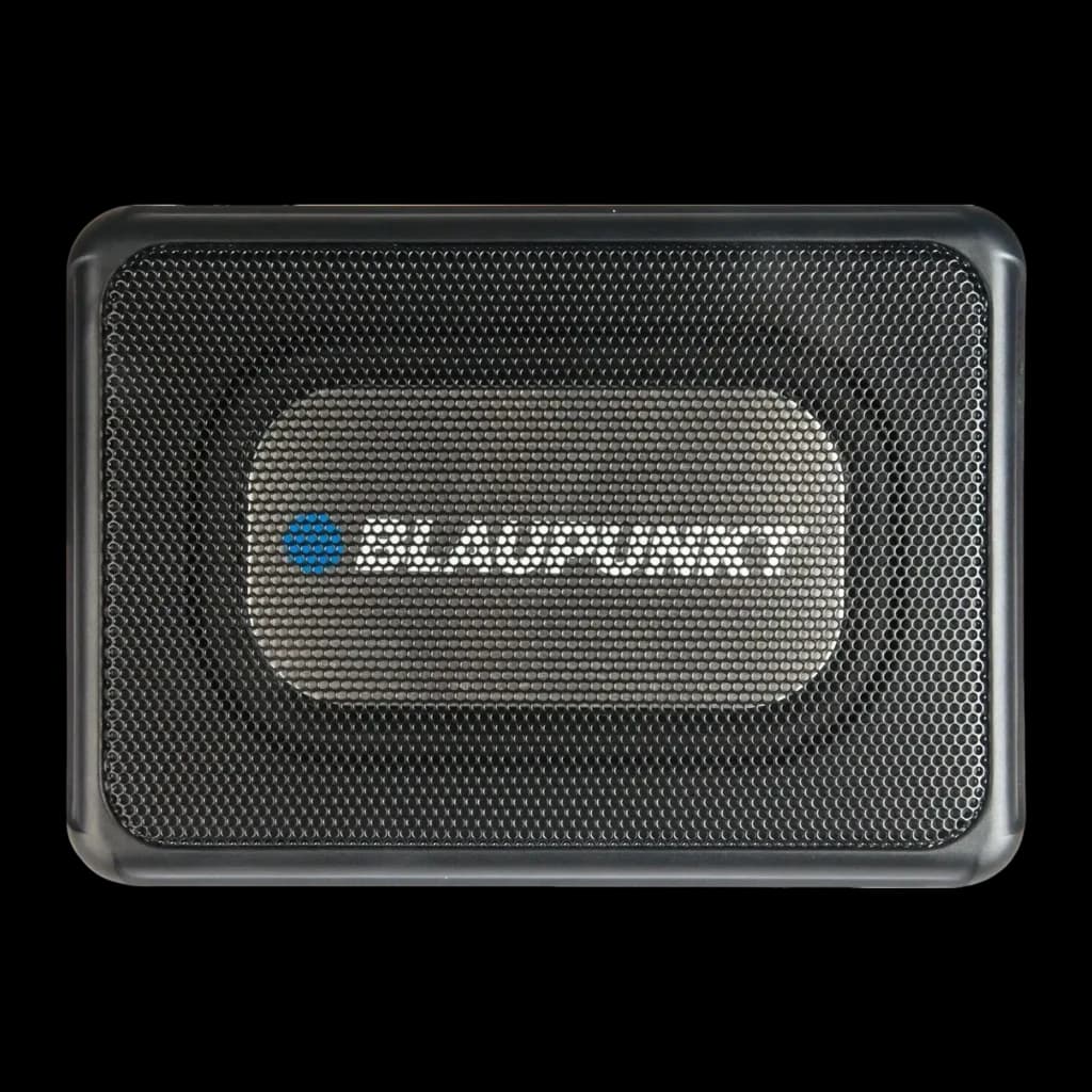Caisson de basses pour voiture Blaupunkt GTw 190 A Actif underseat 75W RMS Noir, détail: grille métallique avant avec logo