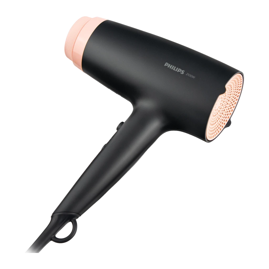 Secador de pelo Philips 3000 Series Iónico 2100W Negro/Rosa BHD350/10, vista trasera: rejilla de entrada rosa con patrón