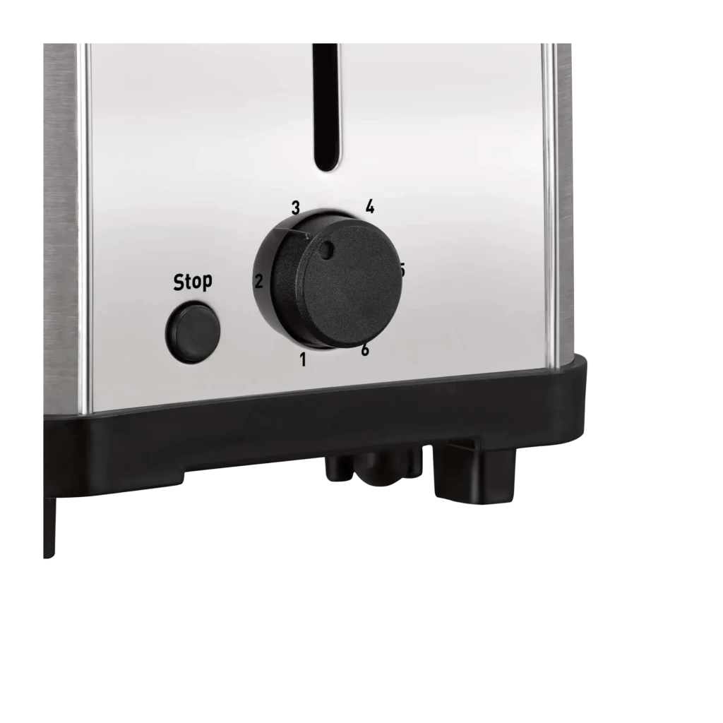 Tostadora Moulinex Classic 700W 2 ranuras Acero Inoxidable LT330D, detalle: mando de 6 niveles de tostado y botón Stop