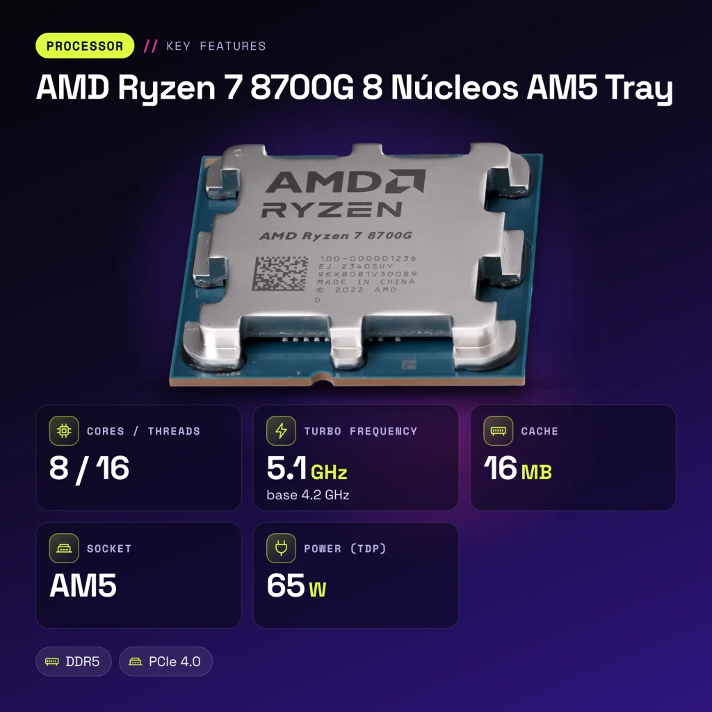AMD Ryzen 7 8700G 8 Núcleos AM5 Tray - características