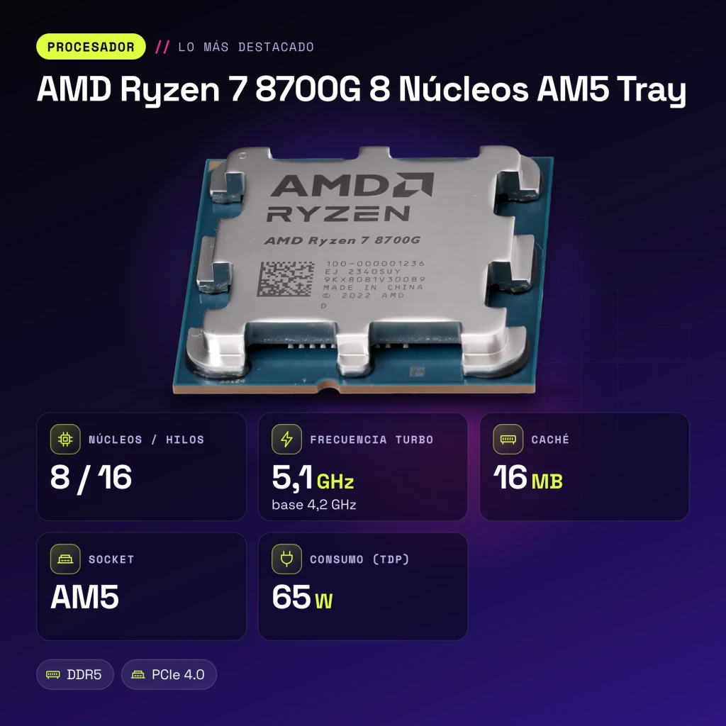 AMD Ryzen 7 8700G 8 Núcleos AM5 Tray - características