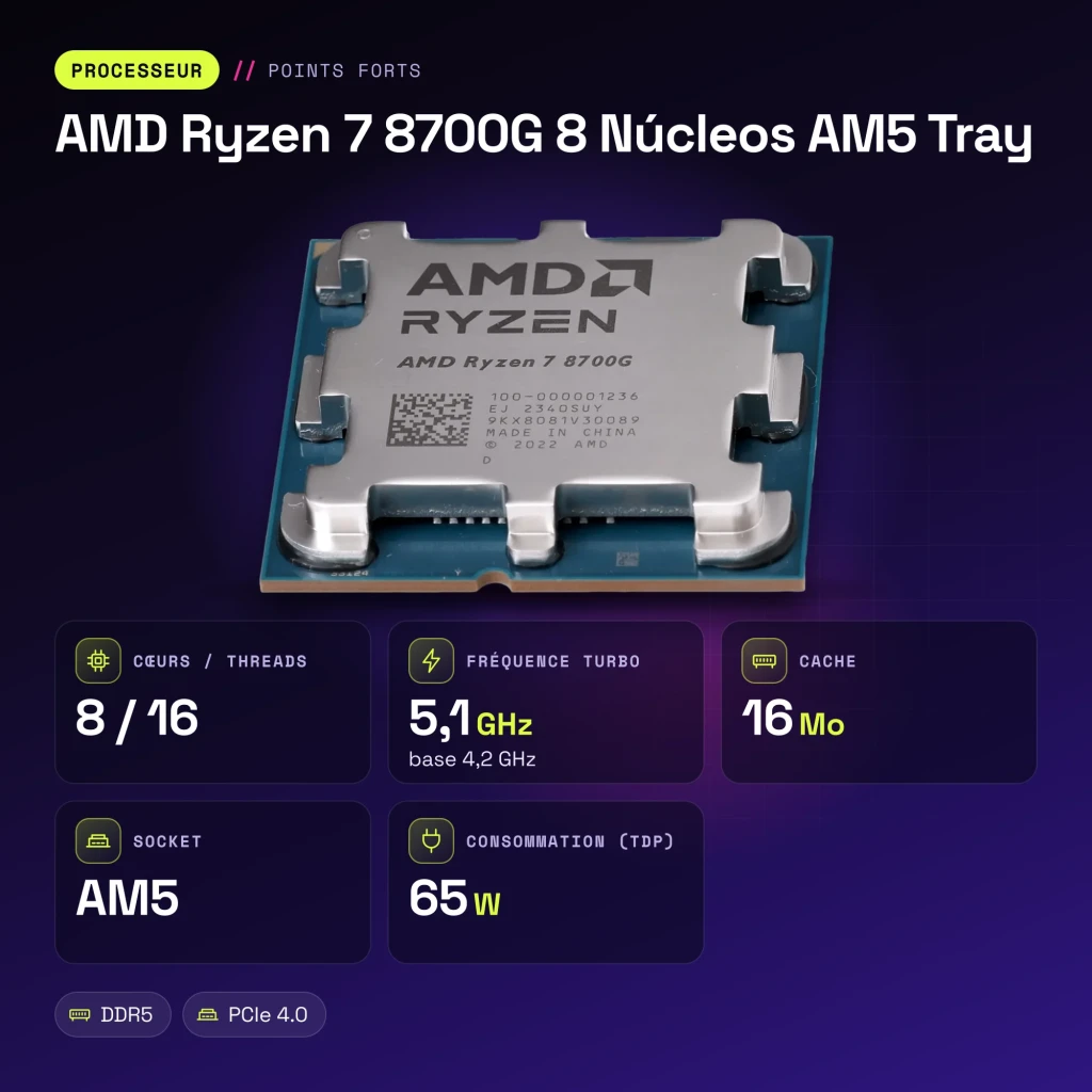 AMD Ryzen 7 8700G 8 Núcleos AM5 Tray - características