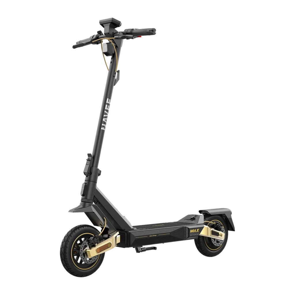 Patinete Eléctrico NAVEE ST5 Max 700W 90km 25km/h 10 pulgadas Negro, vista frontal: manillar con pantalla, deck texturizado