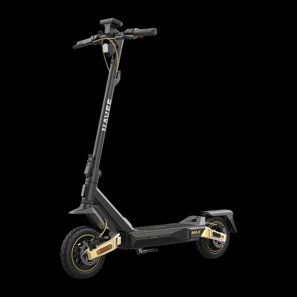 Patinete Eléctrico NAVEE ST5 Max 700W 90km 25km/h 10 pulgadas Negro, vista frontal: manillar con pantalla, deck texturizado