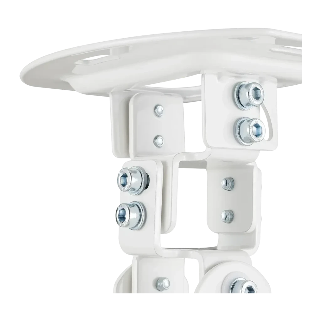 AISENS Suporte Universal Giratório e Inclinável de Teto para Projetor Branco, detalhe: articulações metálicas com parafusos