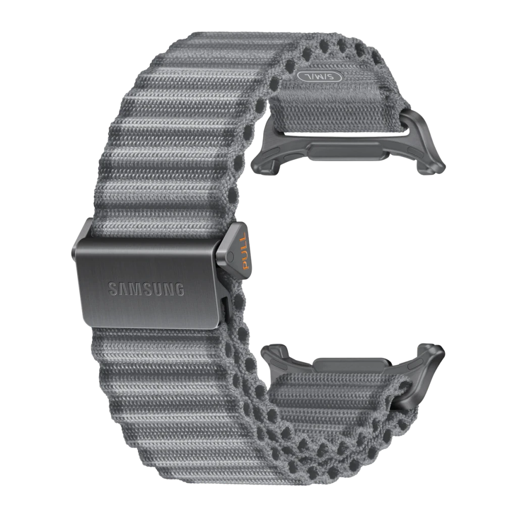 Correa smartwatch Samsung Trail Band para Galaxy Watch Ultra / 2 Gris, vista frontal: textura trenzada gris, hebilla