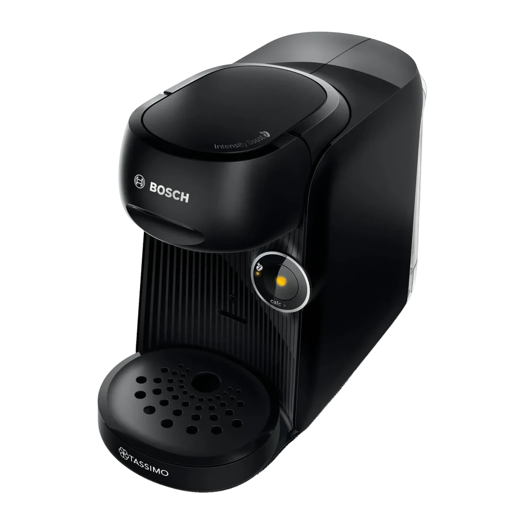 Máquina de café em cápsulas Bosch Tassimo Finesse 0,7L T DISC 1400W Preto TAS162E, detalhe: vista lateral com botão laranja