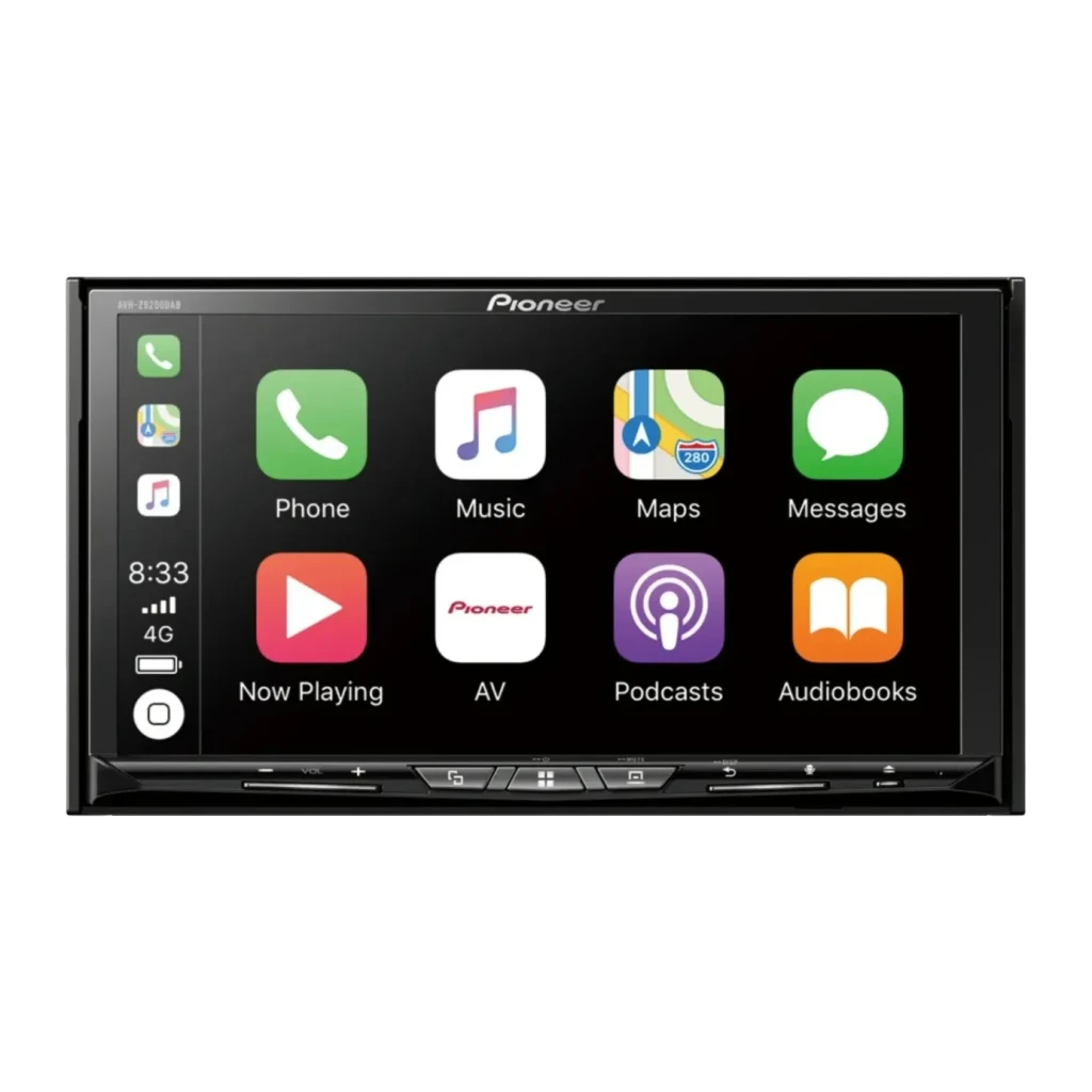 Autorradio Pioneer Negro CarPlay Android Auto 6.94 pulgadas 2DIN AVH-Z9200DAB, vista frontal: pantalla táctil con interfaz