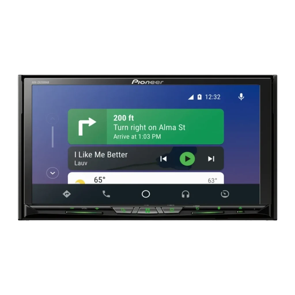 Autorradio Pioneer Negro CarPlay Android Auto 6.94 pulgadas 2DIN AVH-Z9200DAB, detalle: pantalla con interfaz Android Auto