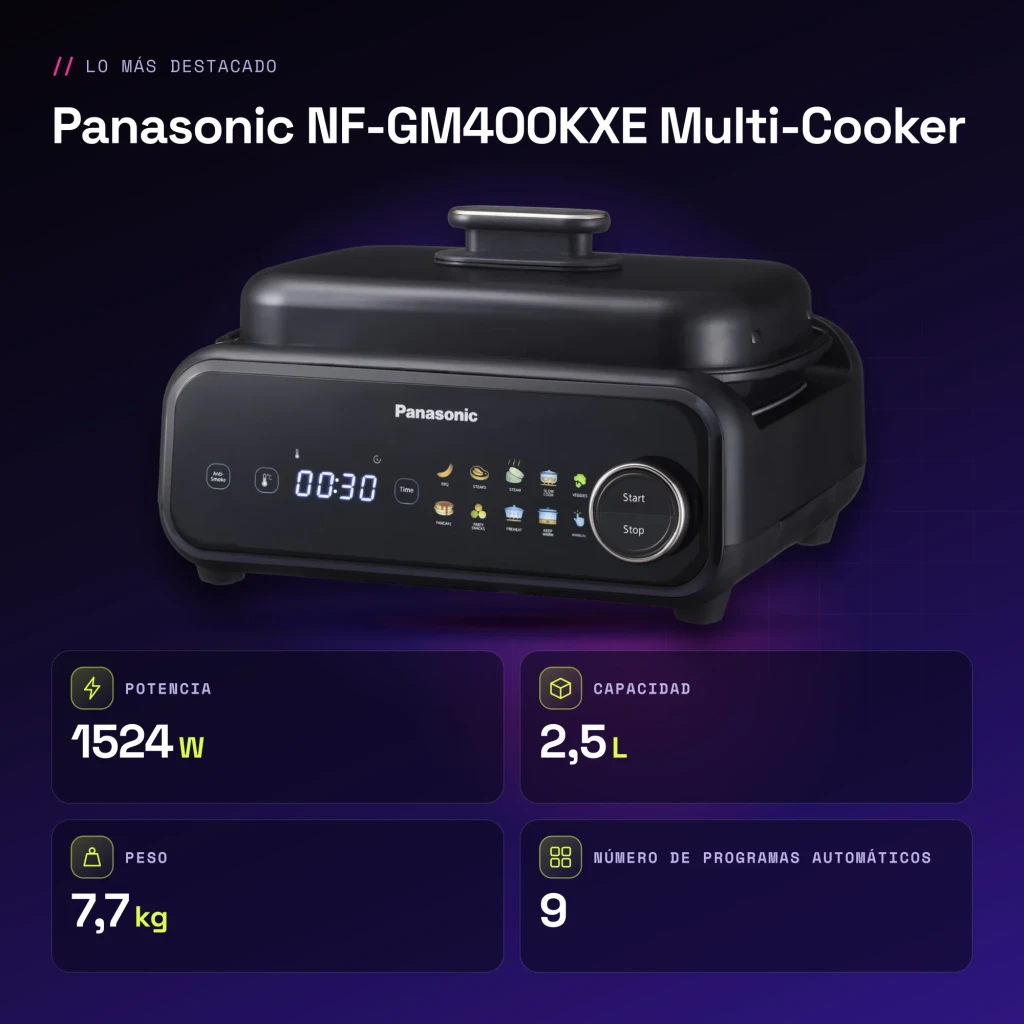 Multicuiseur Panasonic Multi-Cooker 2,5L 1524W Noir NF-GM400KXE - caractéristiques