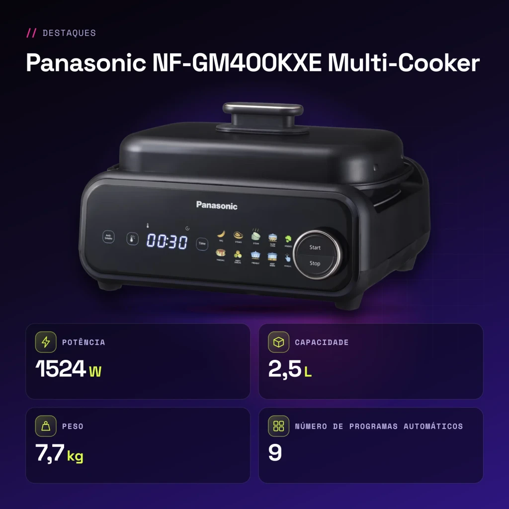 Multicuiseur Panasonic Multi-Cooker 2,5L 1524W Noir NF-GM400KXE - caractéristiques