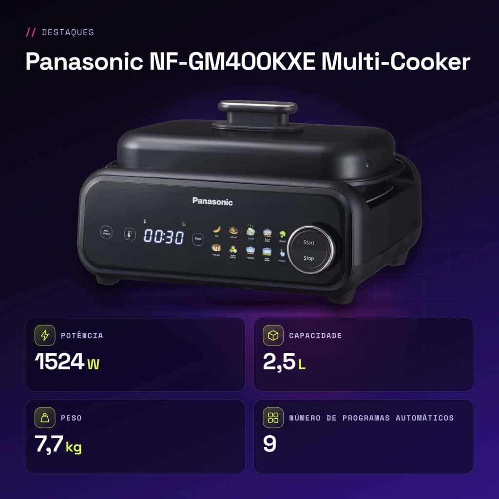 Multicuiseur Panasonic Multi-Cooker 2,5L 1524W Noir NF-GM400KXE - caractéristiques