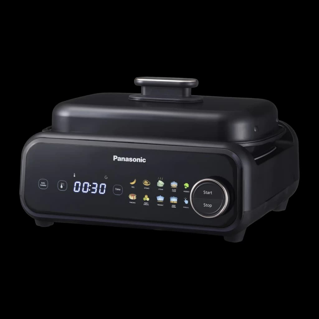 Multicuiseur Panasonic Multi-Cooker 2,5L 1524W Noir NF-GM400KXE, vue de face: panneau tactile avec icônes de modes