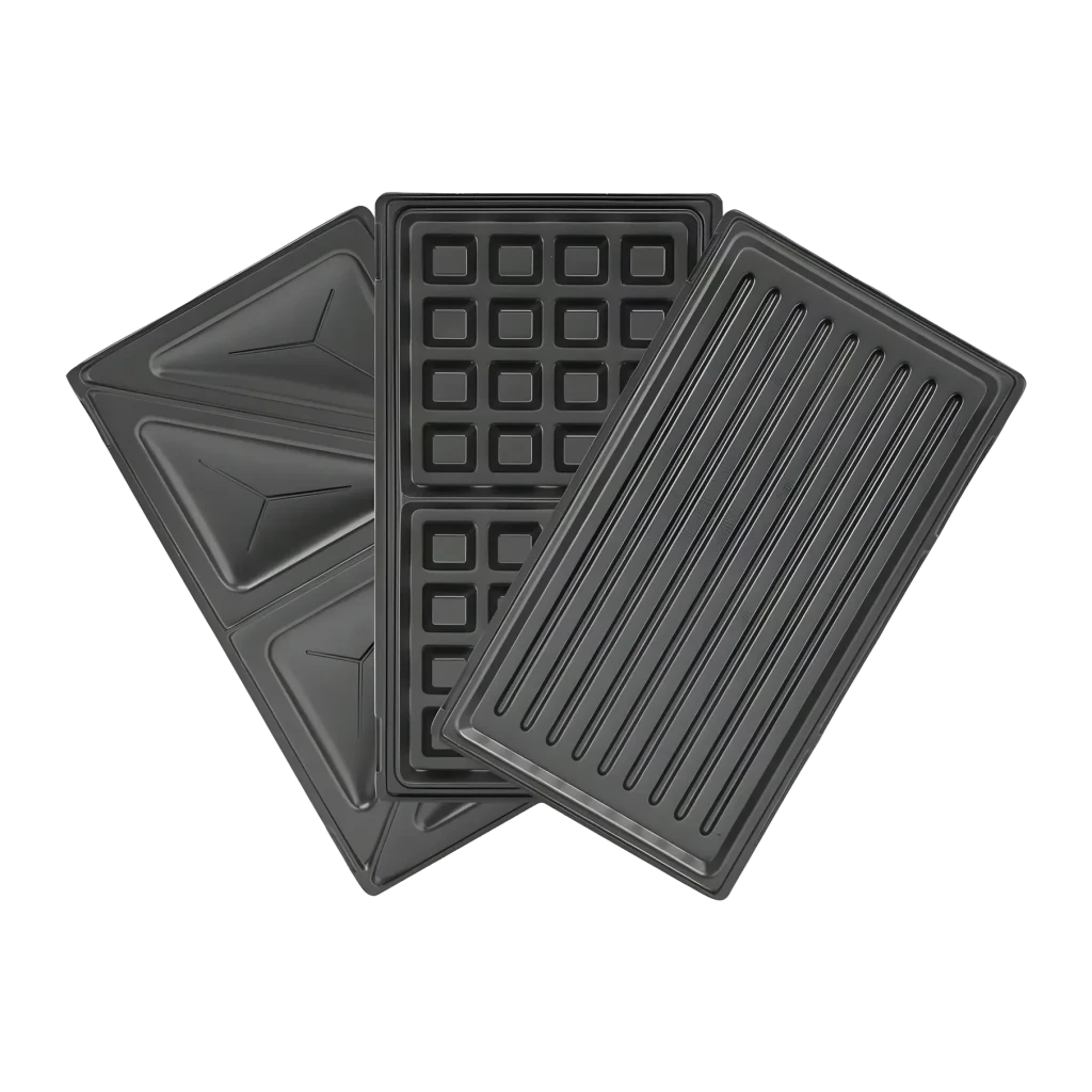 Grill y sandwichera Princess Multi Compact Pro 800W 230x130mm Negro 117002, detalle: tres placas intercambiables sandwich