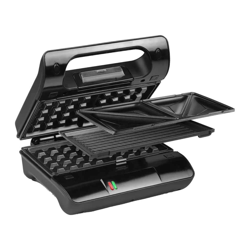 Grill y sandwichera Princess Multi Compact Pro 800W 230x130mm Negro 117002, detalle: placas intercambiables waffle, grill