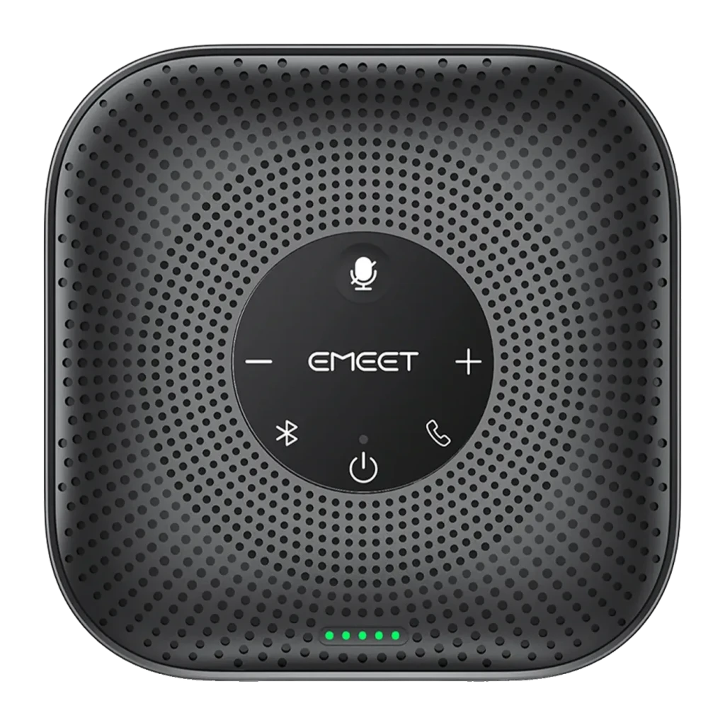 Conférencier eMeet OfficeCore M0 Plus 3W 10h Bluetooth 5.3 / USB-C Gris, détail: vue du dessus avec panneau tactile, boutons