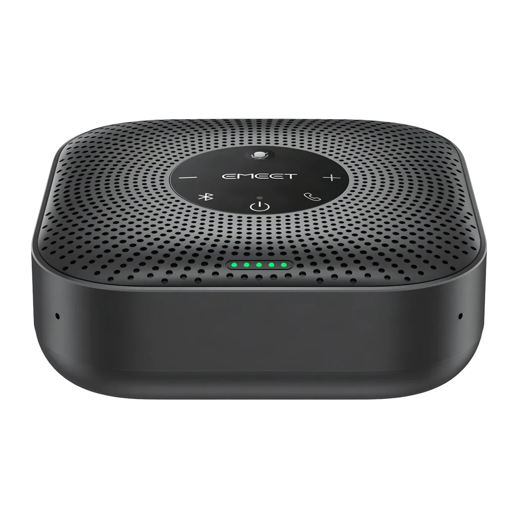 Conférencier eMeet OfficeCore M0 Plus 3W 10h Bluetooth 5.3 / USB-C Gris, détail: panneau tactile supérieur avec boutons