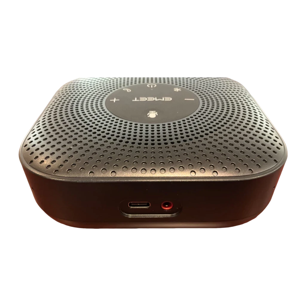 Conférencier eMeet OfficeCore M0 Plus 3W 10h Bluetooth 5.3 / USB-C Gris, vue arrière: grille perforée, commandes tactiles