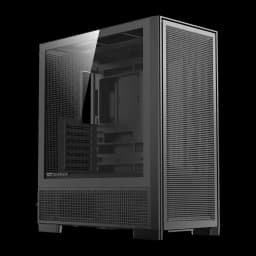 Caixa PC Darkflash AIRNOVA Vidro Temperado ATX E-ATX 3×120mm incluídas Preto, vista frontal: painel lateral em vidro