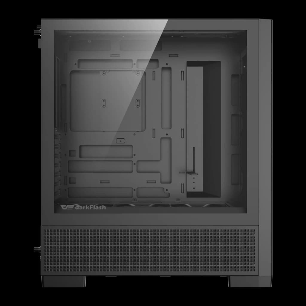 Caixa PC Darkflash AIRNOVA Vidro Temperado ATX E-ATX 3×120mm incluídas Preto, detalhe: interior com bandeja de motherboard