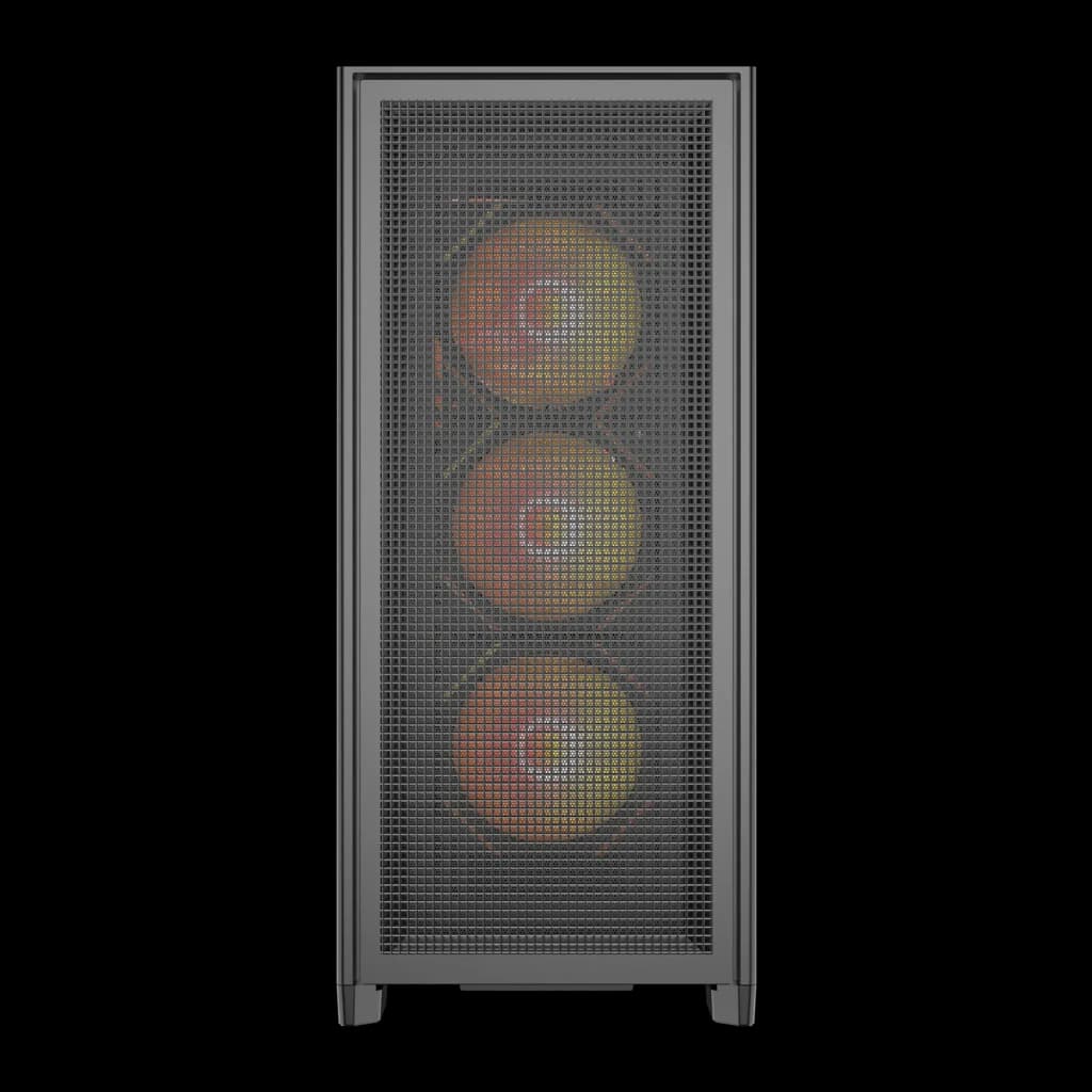 Caixa PC Darkflash AIRNOVA Vidro Temperado ATX E-ATX 3×120mm incluídas Preto, detalhe frontal: malha com 3 ventoinhas ARGB
