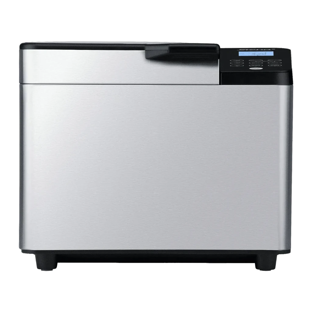Machine à pain Steba BM 2 600W jusqu'à 1000g Acier Inoxydable/Noir, détail face avant: panneau LCD et boutons en haut à