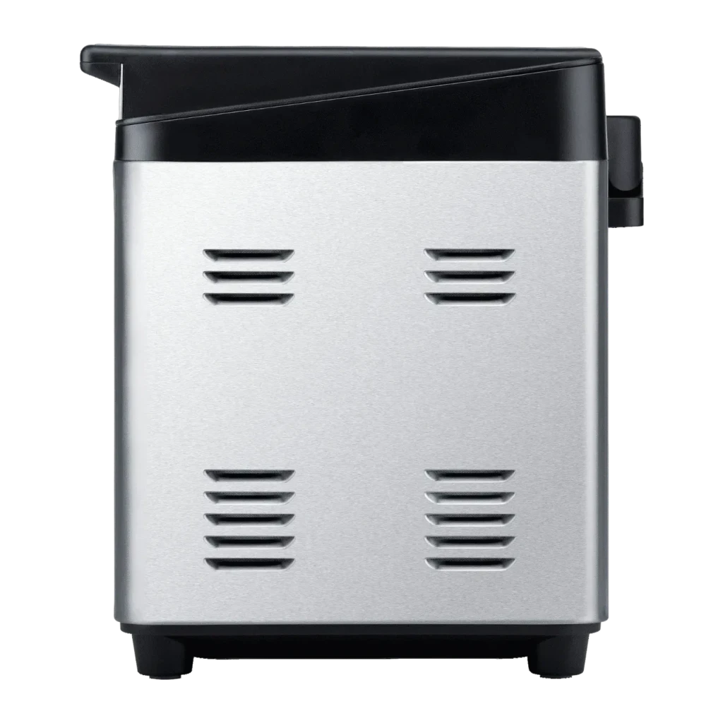Machine à pain Steba BM 2 600W jusqu'à 1000g Acier Inoxydable/Noir, détail latéral: grilles de ventilation sur le corps